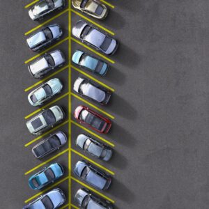 overhead view of parking lot