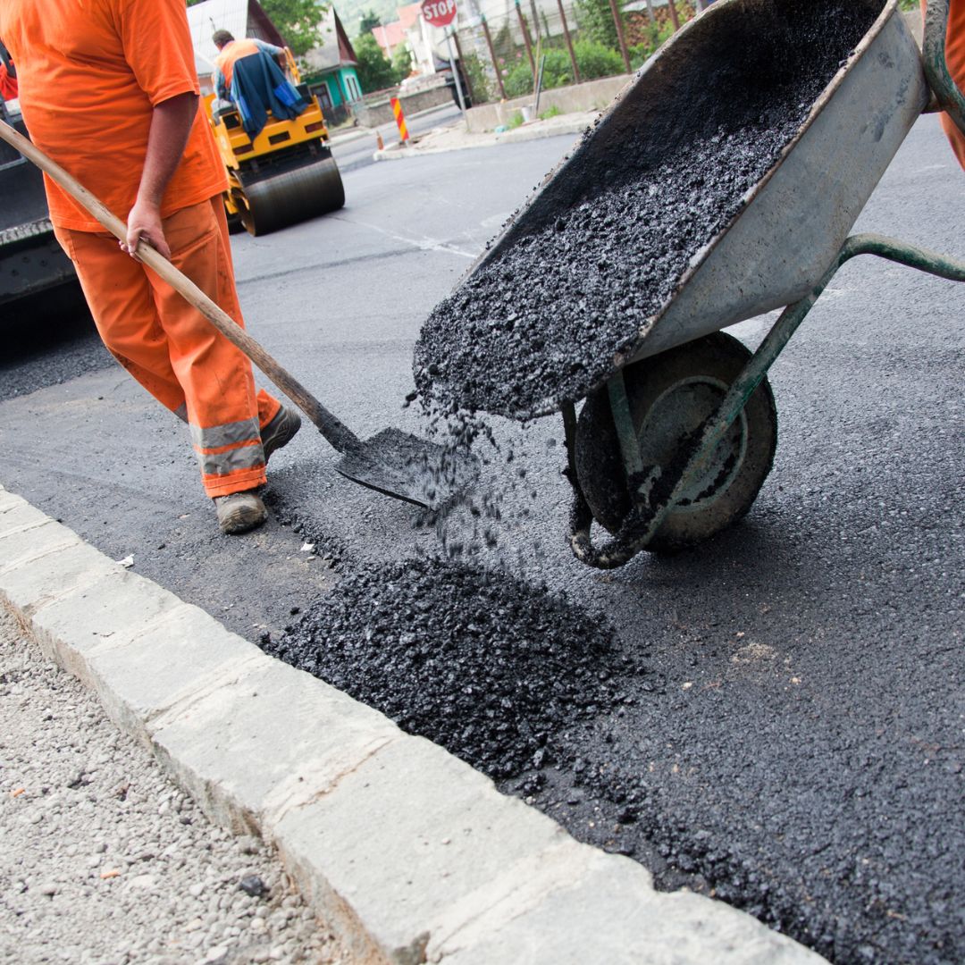 asphalt being poured.