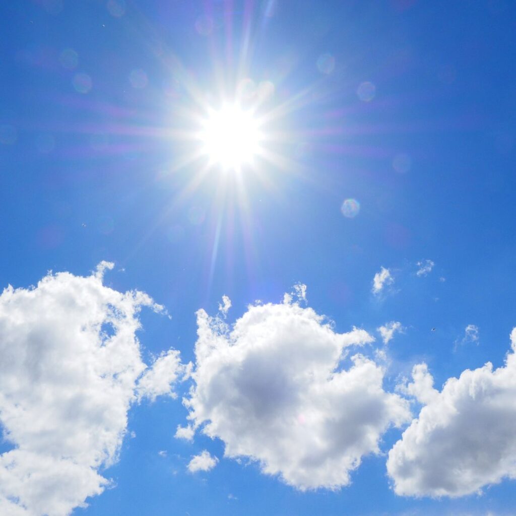 the sun shining