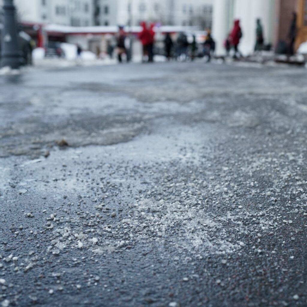 asphalt with ice on it