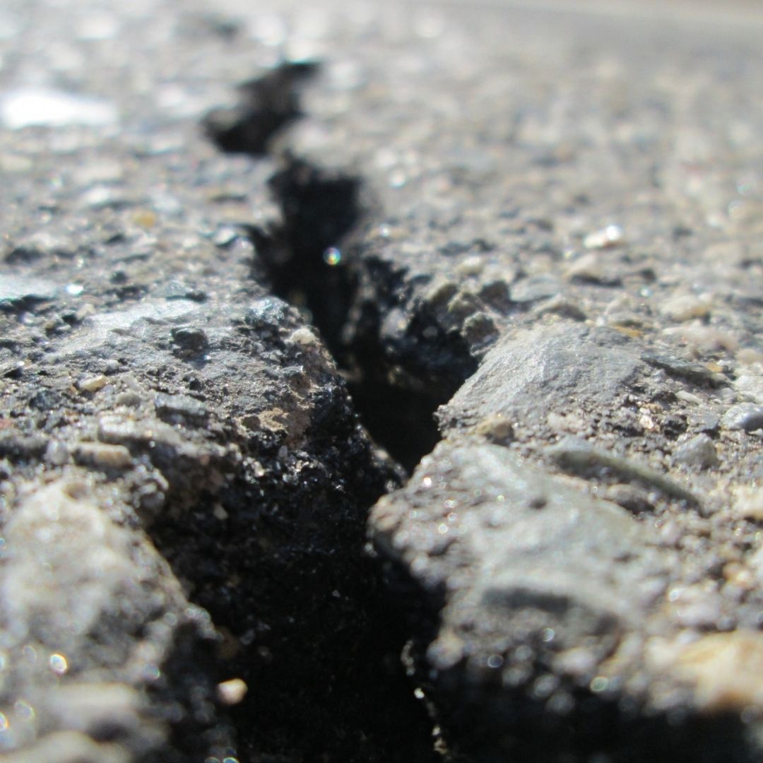 large crack in asphalt