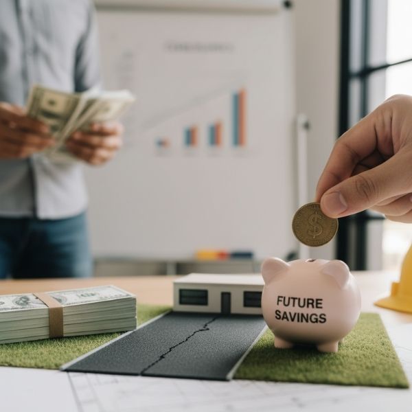 Placing a coin into a piggy bank
